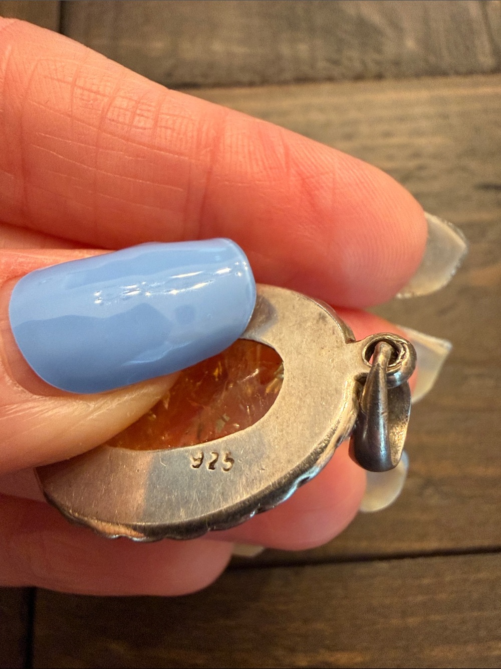 Sterling Silver Citrine Oval Pendant - Picture 3 of 3